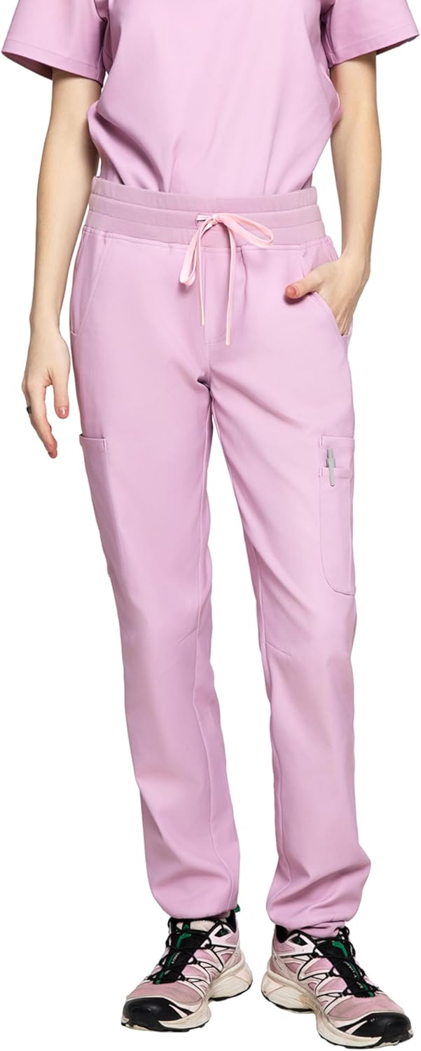 LAMBDA ACADIA Cecily Women's Cargo Jogger Scrub Pants – 8 Pockets, High Stretch, Easy Care, Classic Fit