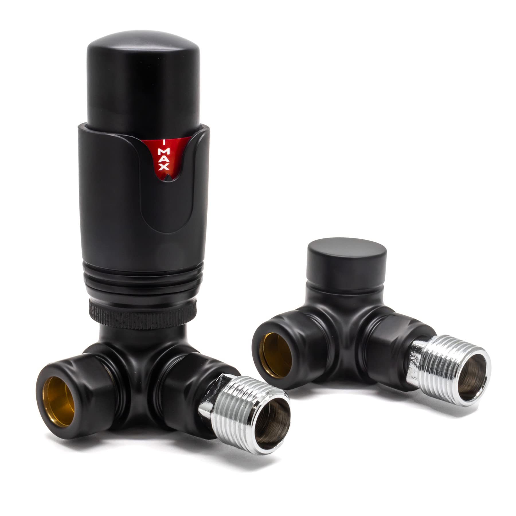 Adept Technology TRV c/w Lockshield and Modern Valves Head Kit (15mm x 1/2") - Corner, Matte Black