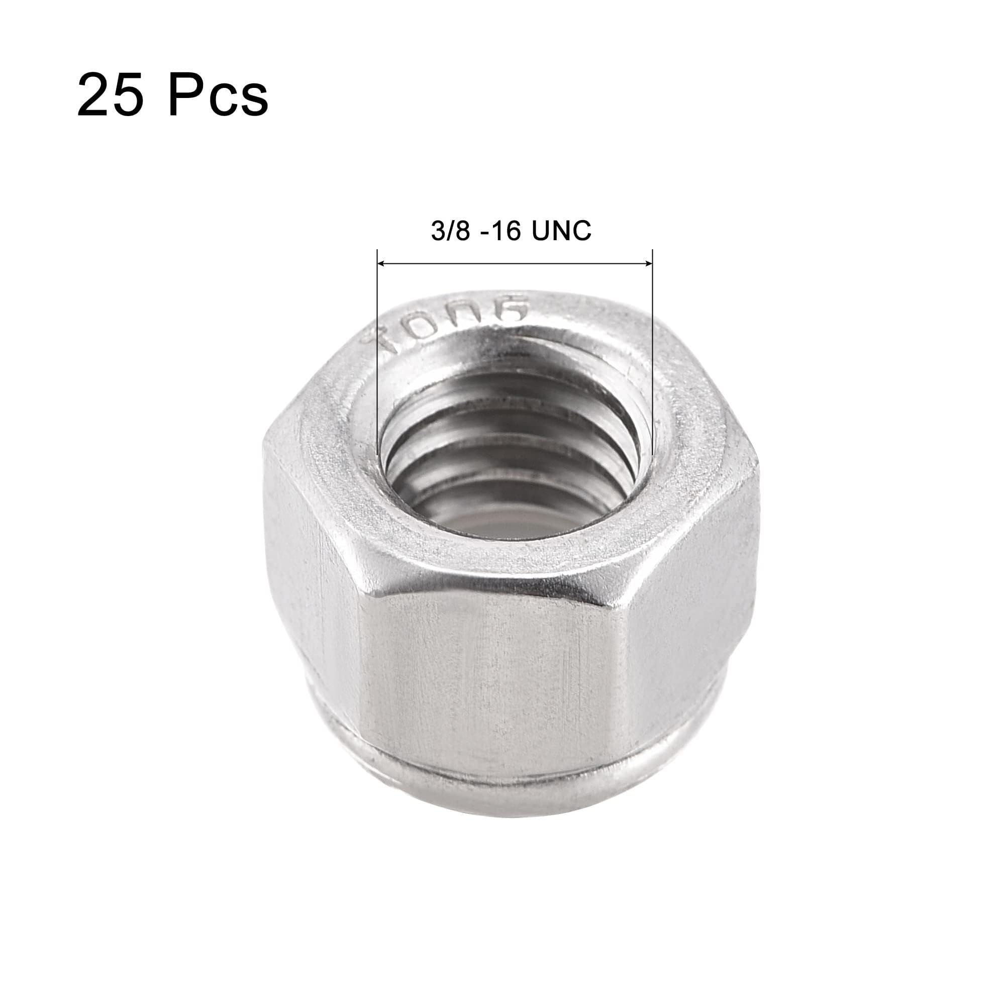 TA-VIGOR 25Pcs 3/8-16UNC Nylon Hex Lock Nuts, 304 Stainless Steel Nylon Insert Self-locking Nuts - Image 3