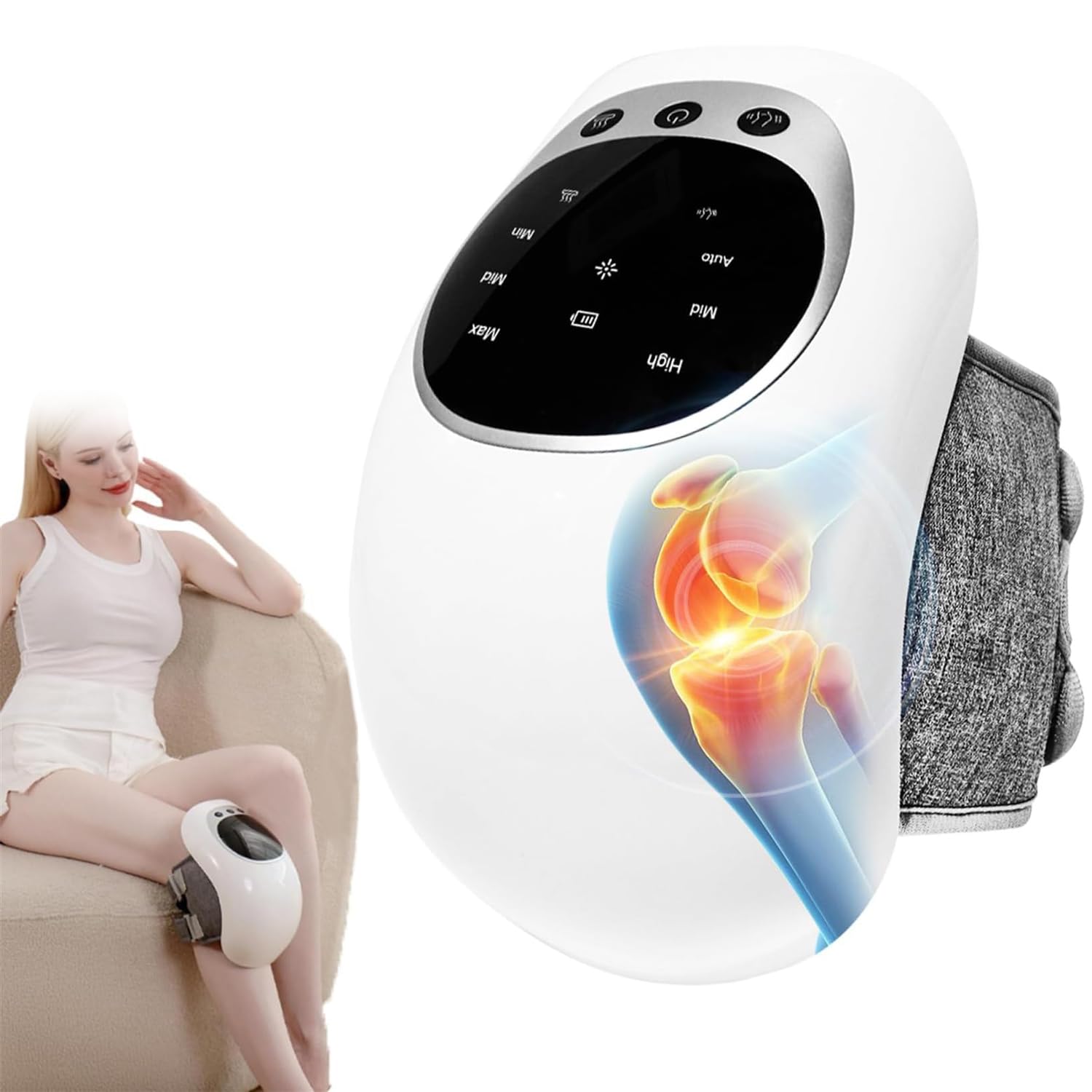Masajeador De Rodilla Con Calor, Masajeador Multifunción Con Pantalla LED, 45/50/55℃ Compresa Caliente, 3 Modos De Vibración, Diseño Recargable, Para Alivio Del Dolor De Codo, Rodilla Y Hombro