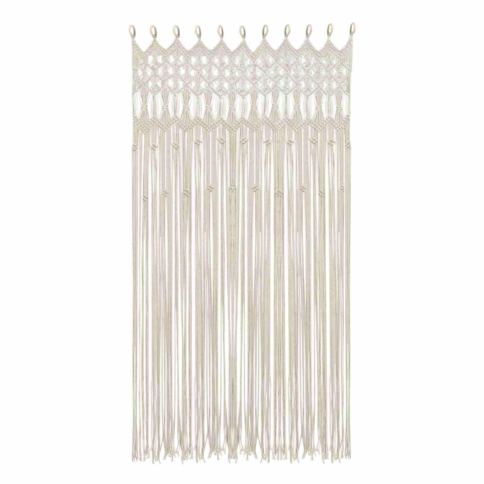 Rideau en macramé - Tapisserie murale tissée - Rideaux de fenêtre - Rideau de porte bohème - Décoration pour salon, chambre d'enfant, fête de mariage - Blanc - 120 x 195 cm