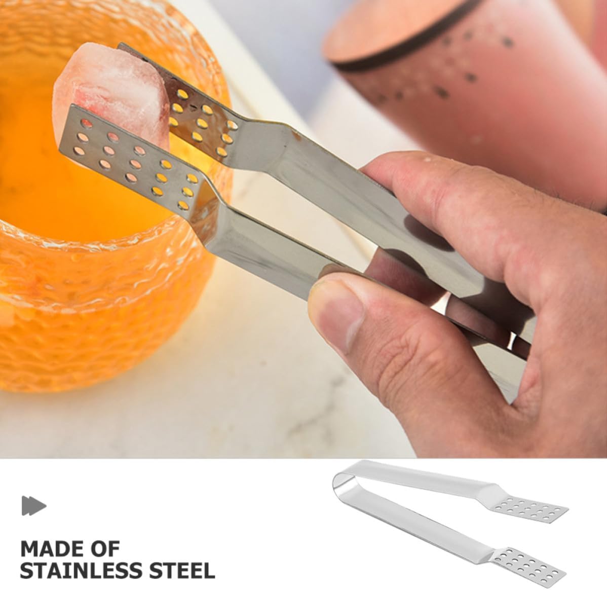 2pcs Ice Tongs Stainless Steel for Kitchen and Bar Serving