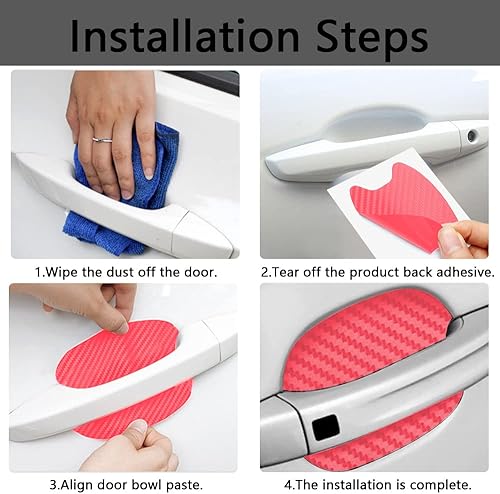 Miniatura 5 de 4 calcomanías para manija de puerta de automóvil, fibra de carbono 3D, antiarañazos, protector de taza de puerta de automóvil, sin marcas, película