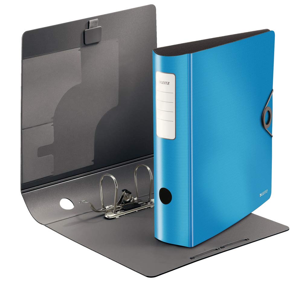 Leitz Active Solid Raccoglitore con Meccanismo a Leva 180°, Formato A4, Dorso 82 mm, Chiusura a elastico, Polyfoam leggero, Azzurro, 10471030 (Confezione da 2)