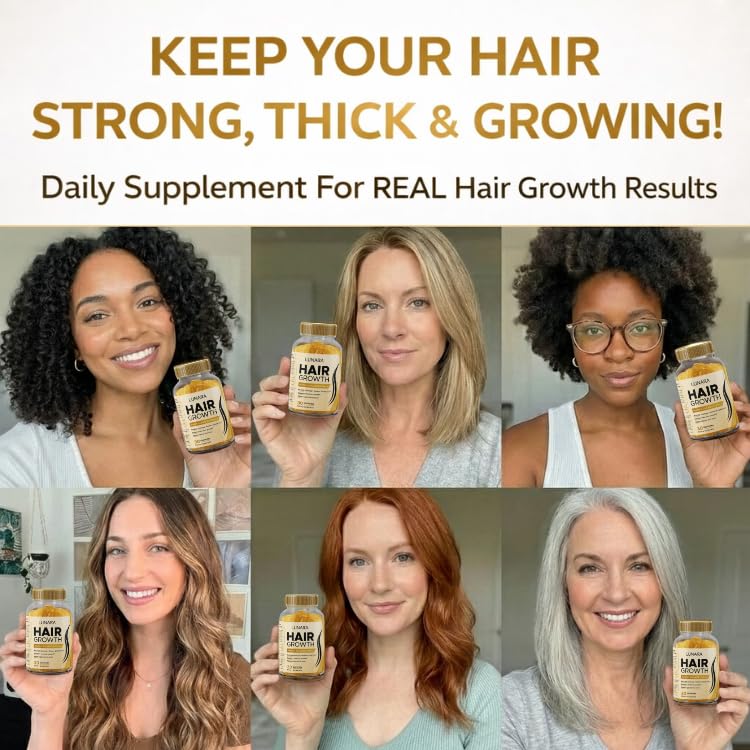 Image of Lunara Hair Growth for Women, Biotin, Collagen, Batana Oil + Vitamins | Support Hair Loss, Thicker, Fuller, Stronger Hair | Advanced Gummies Supplement for Women, 1 Month Supply