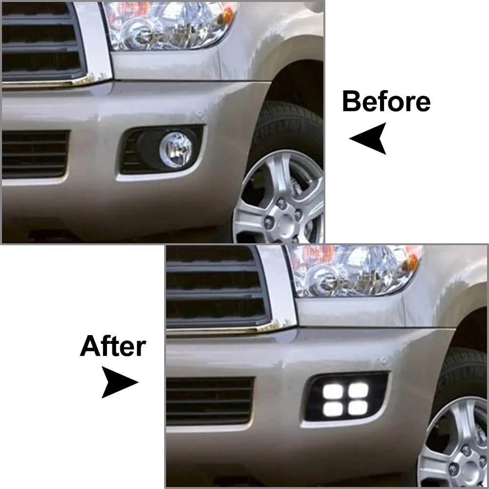 SIKUAI Luz LED de circulación diurna, luz antiniebla delantera, señal de giro, ABS, color negro para coche para Sequoia XK60 SR5 Limited Platinum 2008-2017
