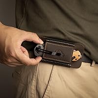 Vista 5 de Topstache Funda de cuero de transporte horizontal para cinturón, cuero natural con banda elástica EDC para cuchillos, organizador de bolsillo