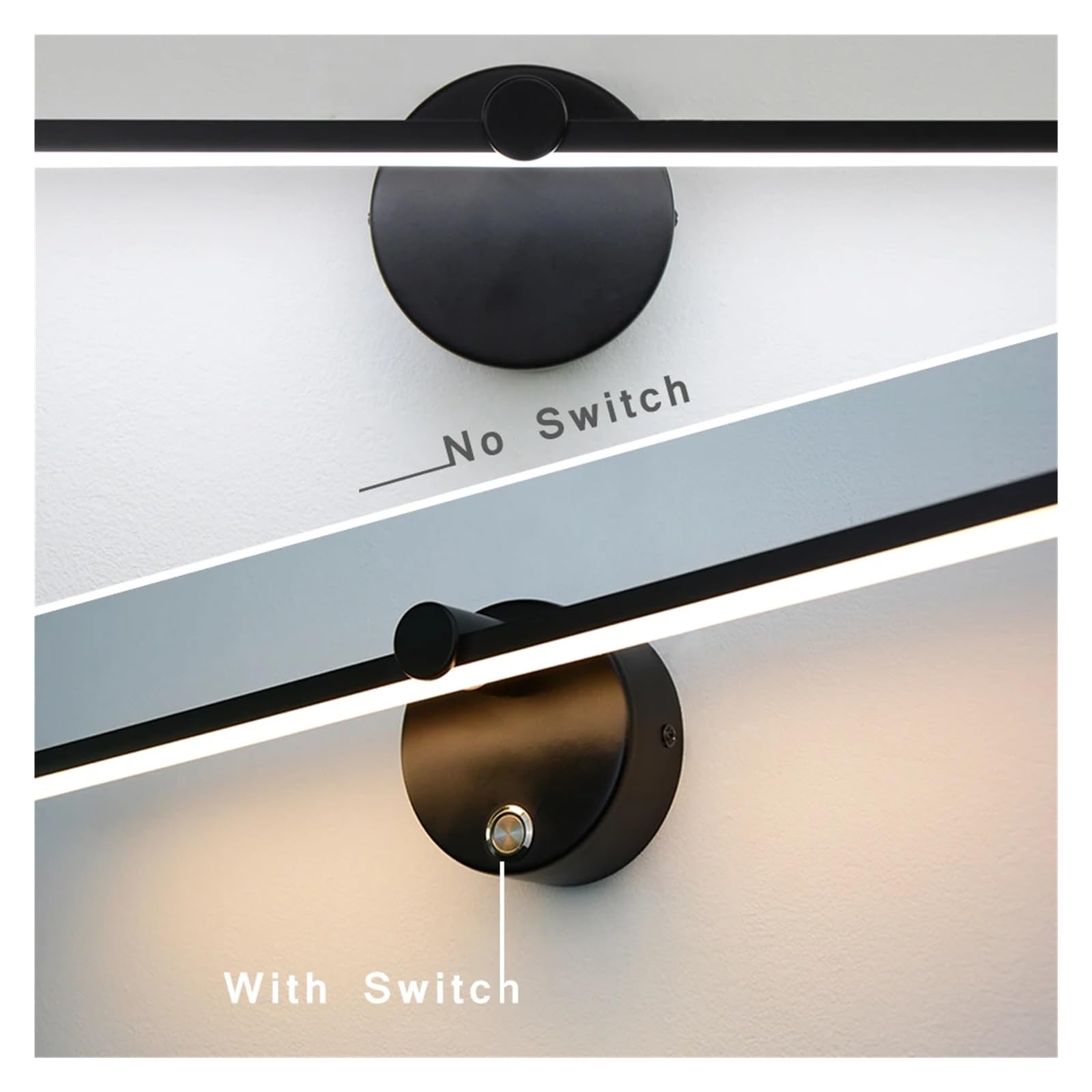 Nordic LED Lampy ścienne do wnętrz 8W Białe/czarne Lampy ścienne do domu Sypialnia Lustro nocne Przód Z Kinkietem Swith(Cool 6000K,Black With Switch)