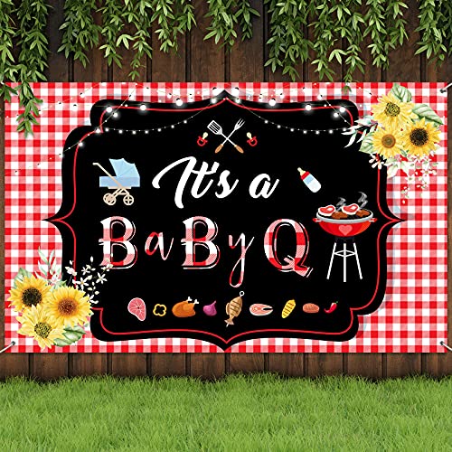 BBQ Baby Shower Party Decoration Supplies Itâ€™s A BabyQ Backdrop BabyQ Banner Baby Shower Background for BBQ Barbecue Theme Baby Shower Gender Reveal Picnic Party Supply Picture Photo Studio Decoration
