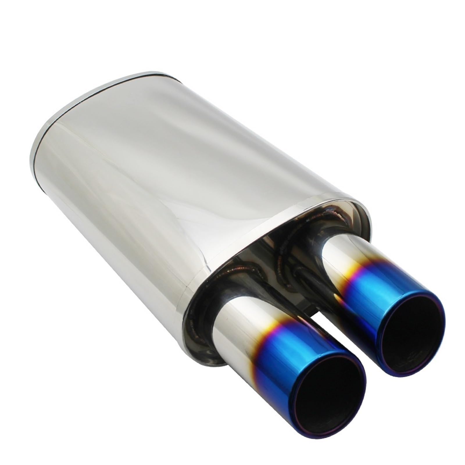 Car Silencer Akcesoria samochodowe układy wydechowe rura tłumika M bęben uniwersalny nierdzewny spalany niebieski srebrny tłumik podwójny eksport 63MM 76MM(Bend Blue 63mm)