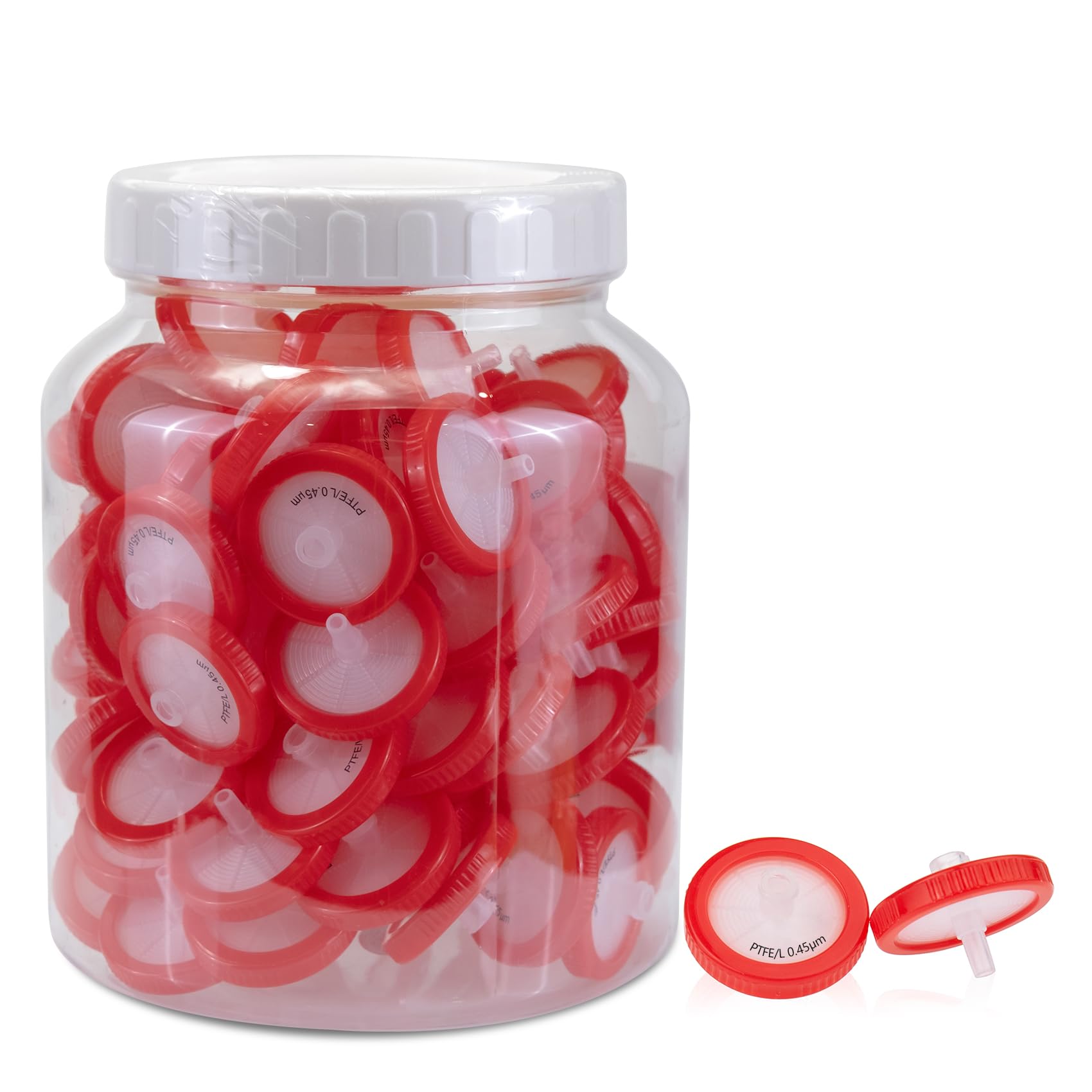 100 Stücke PTFE Spritzenfilter Hydrophilic 0,45 μm Porengröße, 33 mm Membran Durchmesser, Labor-spritzenfilter für die Biomedizinische Wissenschaft