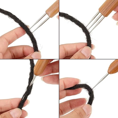 Miniatura 3 de Aguja de ganchillo para rastas, 3 ganchos de ganchillo para cabello, 3 herramientas de entrelazado para rizos, herramienta de bloqueo de cabello