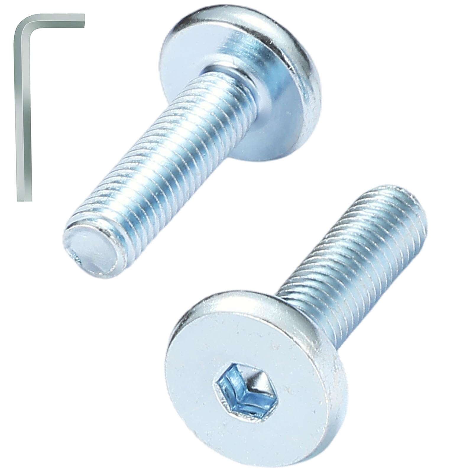 AMLOOPH M8 Bolts, M8 x 25mm Hex Socket Large Flat Head Carbon Steel Fully Threaded Furniture Screws/Bolts for Chairs, Cots, Beds and Tables (Pack Of 12- and a Wrench)