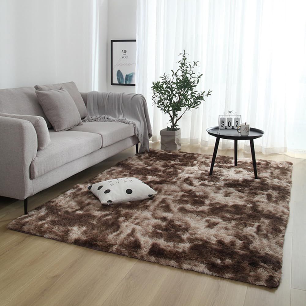 Tapis de sol shaggy salon 160x200 cm tapis de chambre lavable et doux