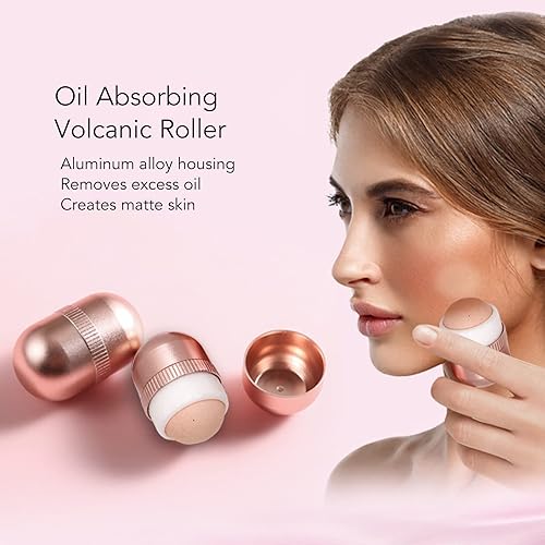 Miniatura 2 de Rodillo volcánico absorbente de aceite, rodillo facial, portátil, reutilizable, control de aceite, herramienta de cuidado facial para piel grasa,