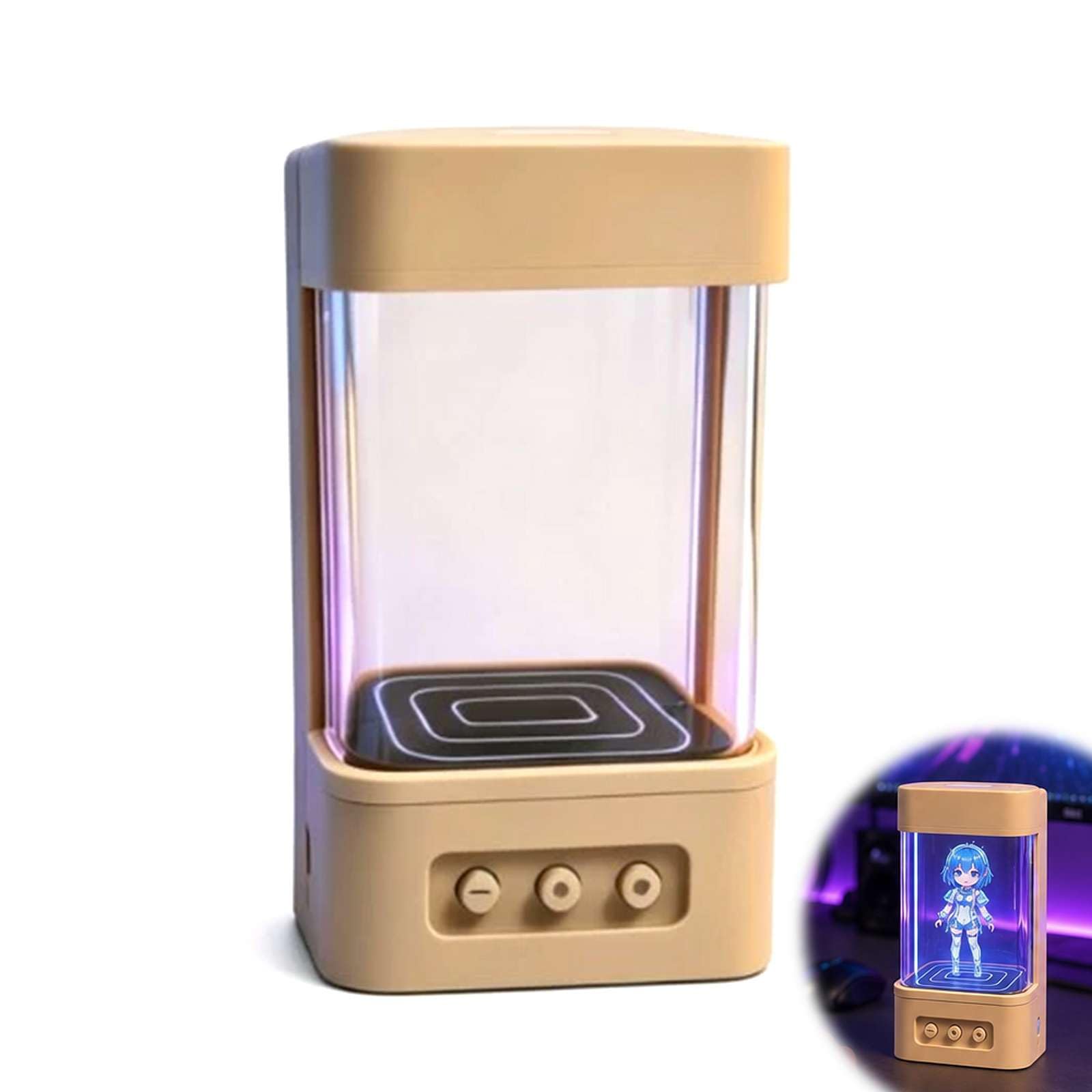 Robot hologramowy AI, wyświetlacz projekcyjny 3D, inteligentny gadżet na biurko, interaktywny gadżet, sterowanie głosem WiFi, ładowalna obudowa ABS, animowane awatary, idealny do biura domowego