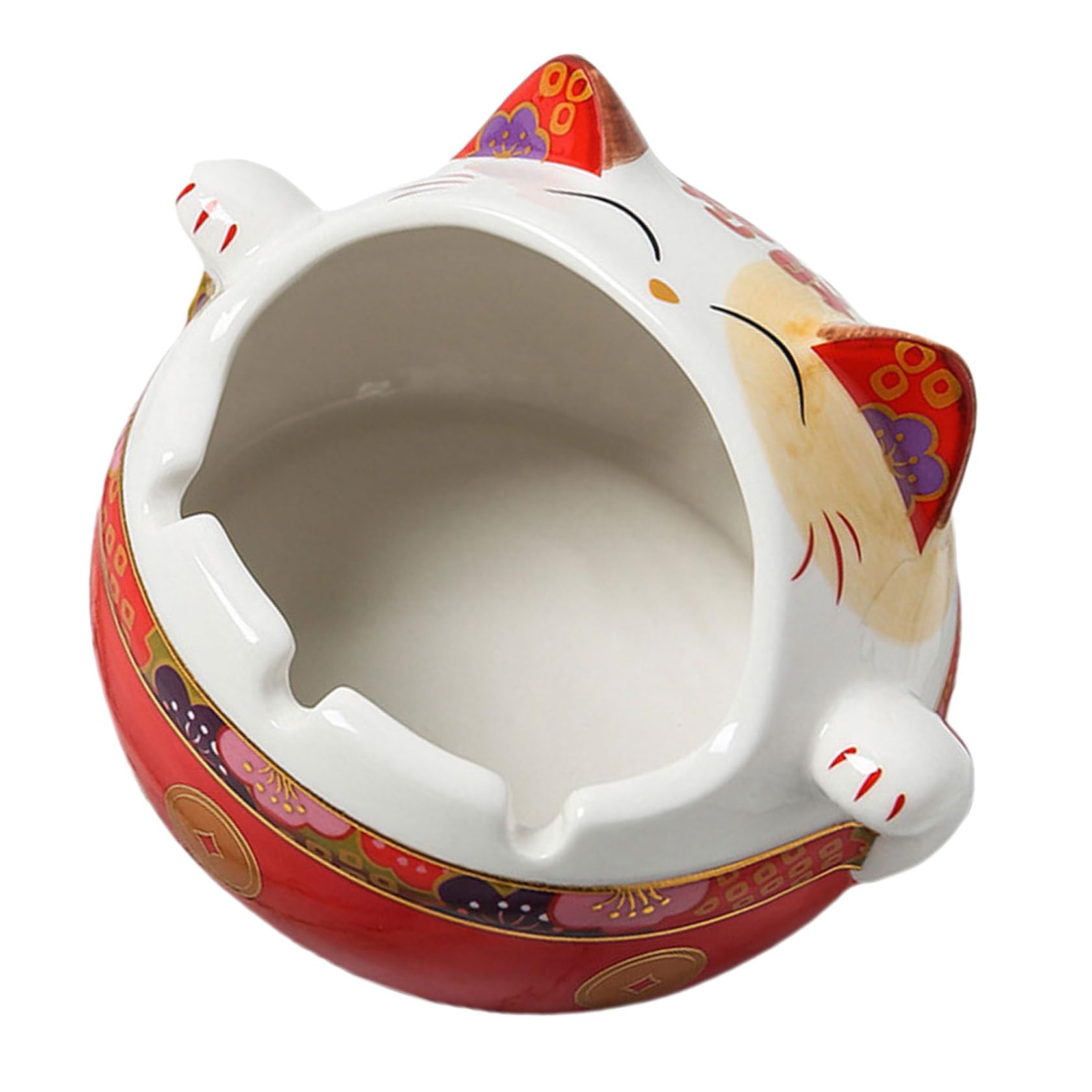 Cendrier en céramique ibasenice design chat rouge pour une décoration intérieure soignée