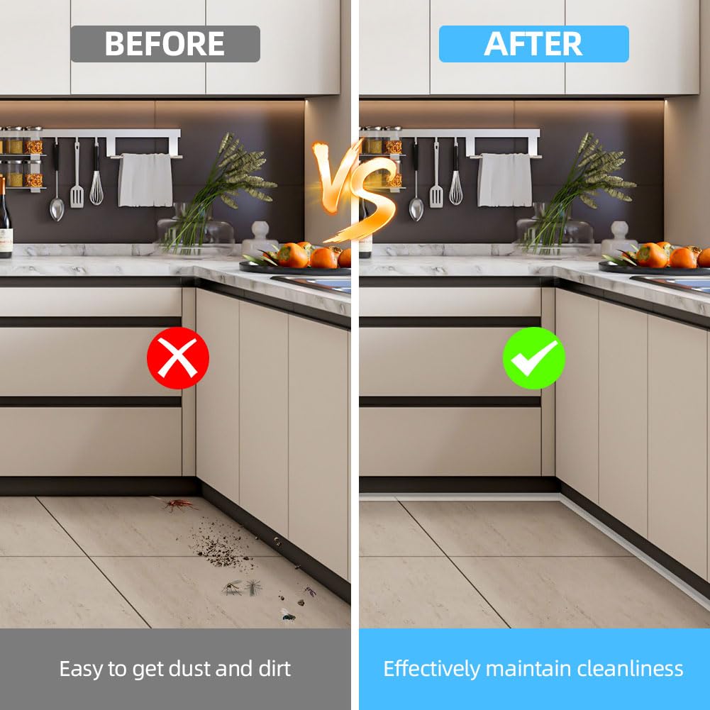 Flintronic Uszczelka drzwi, profil uszczelniający listwy przypodłogowej, samoprzylepna taśma kuchenna, do grubości 15 mm 16 mm 17 mm profil uszczelniający, 5 m przezroczysty