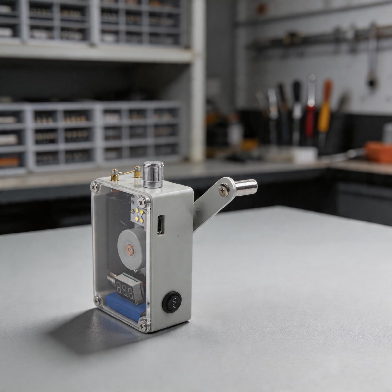 Generador de manivela con plasma, banco de energía portátil y linterna COB, batería de supercondensador, luz de camping, teléfono USB para kit de equipo de supervivencia y proyectos de ciencia de