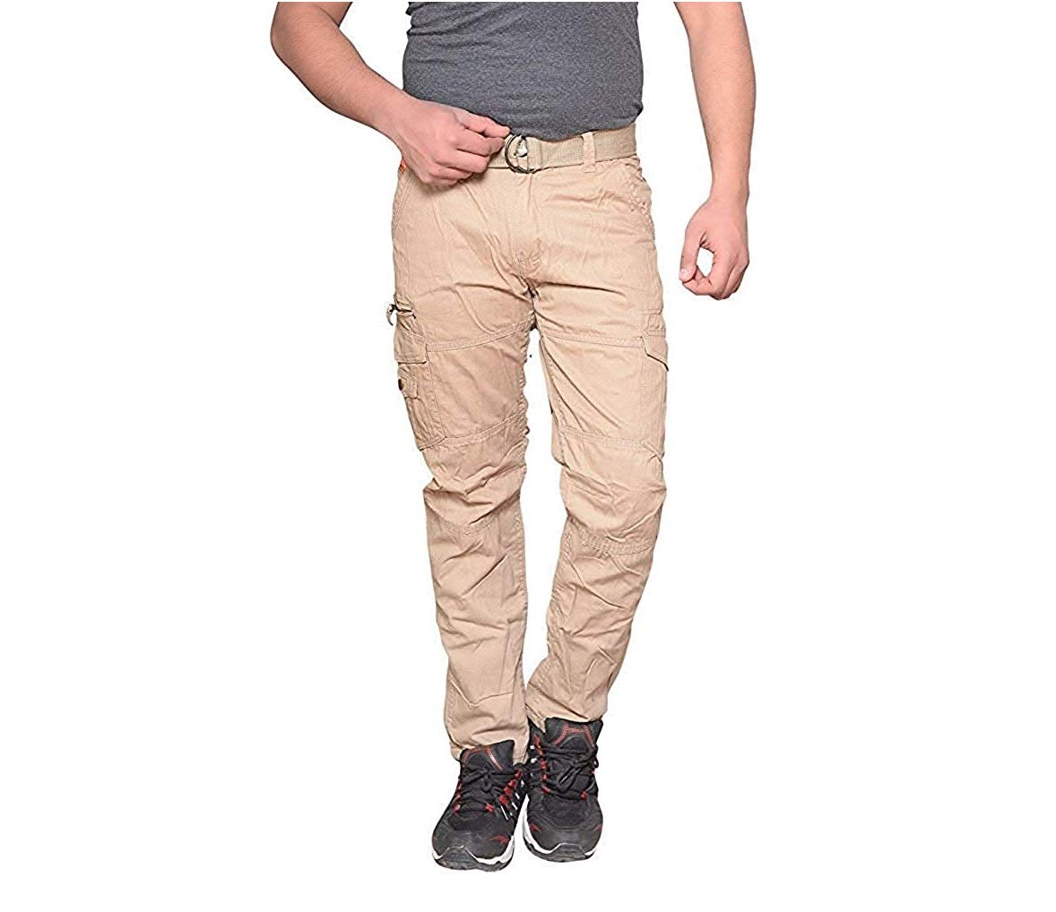 DevilMen's Cotton Slim fit Cargo Trouser Pant 6 Pocket (Khaki)