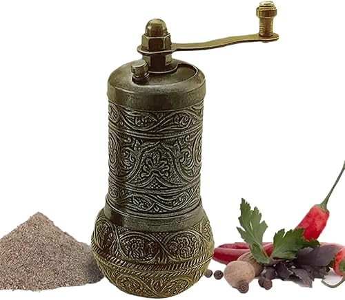 Miniatura 8 de Molinillo de sal y pimienta negra, molinillo de especias recargable, molinillo de pimienta turca vintage, molinillo de sal auténtico con grosor