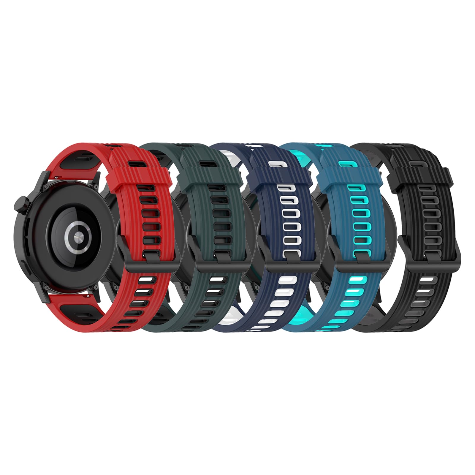 5Packs Bands Compatible for Carbinox X-Ranger/Vortex/Vesta/Blaze Round/Blaze S/Blaze Square Watch Bands, Silicone Replacement Bands Wristbands for Carbinox X-Ranger Smartwatch Accessories