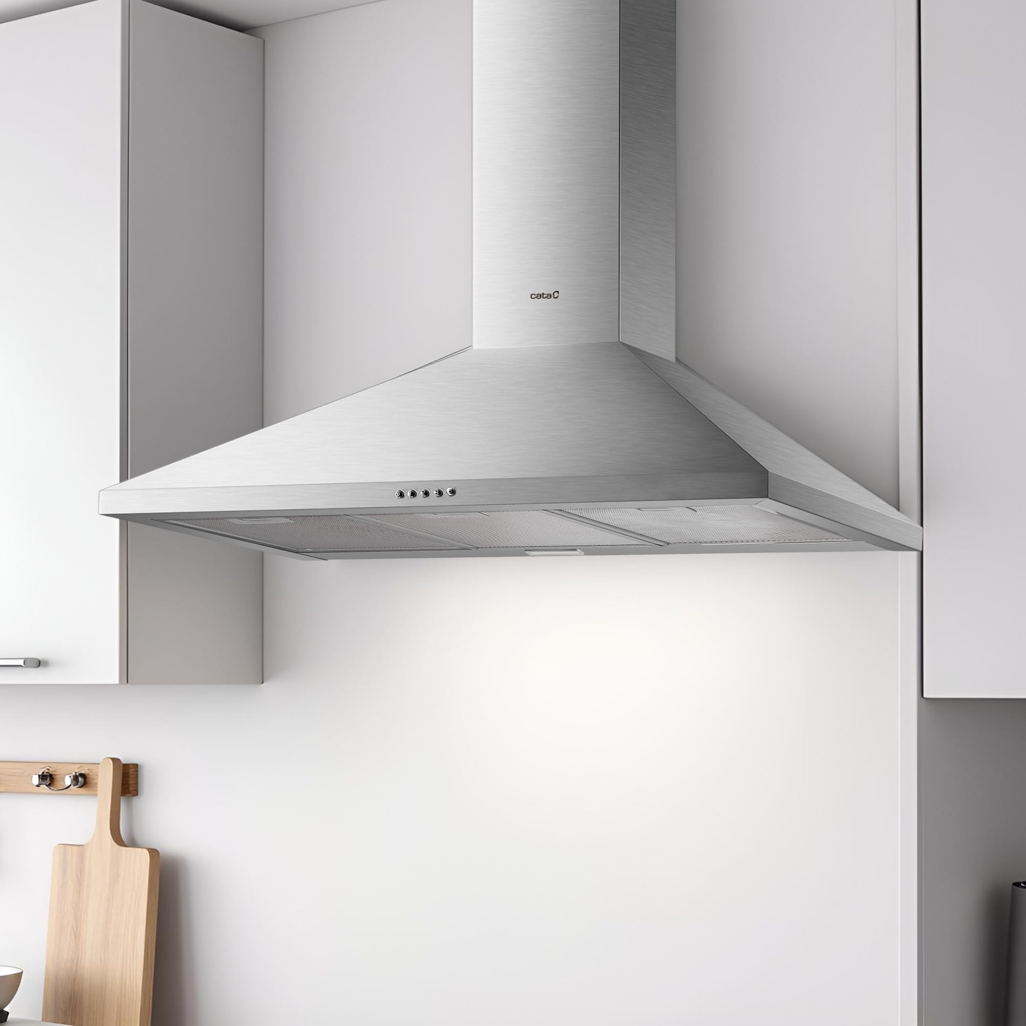 Cata Campana Extractora VZX 9000 X/A Campana de Pared Decorativo 90 cm Capacidad de Extracción de 510m3/h 3 niveles de Potencia Acabado en Acero Inoxidable