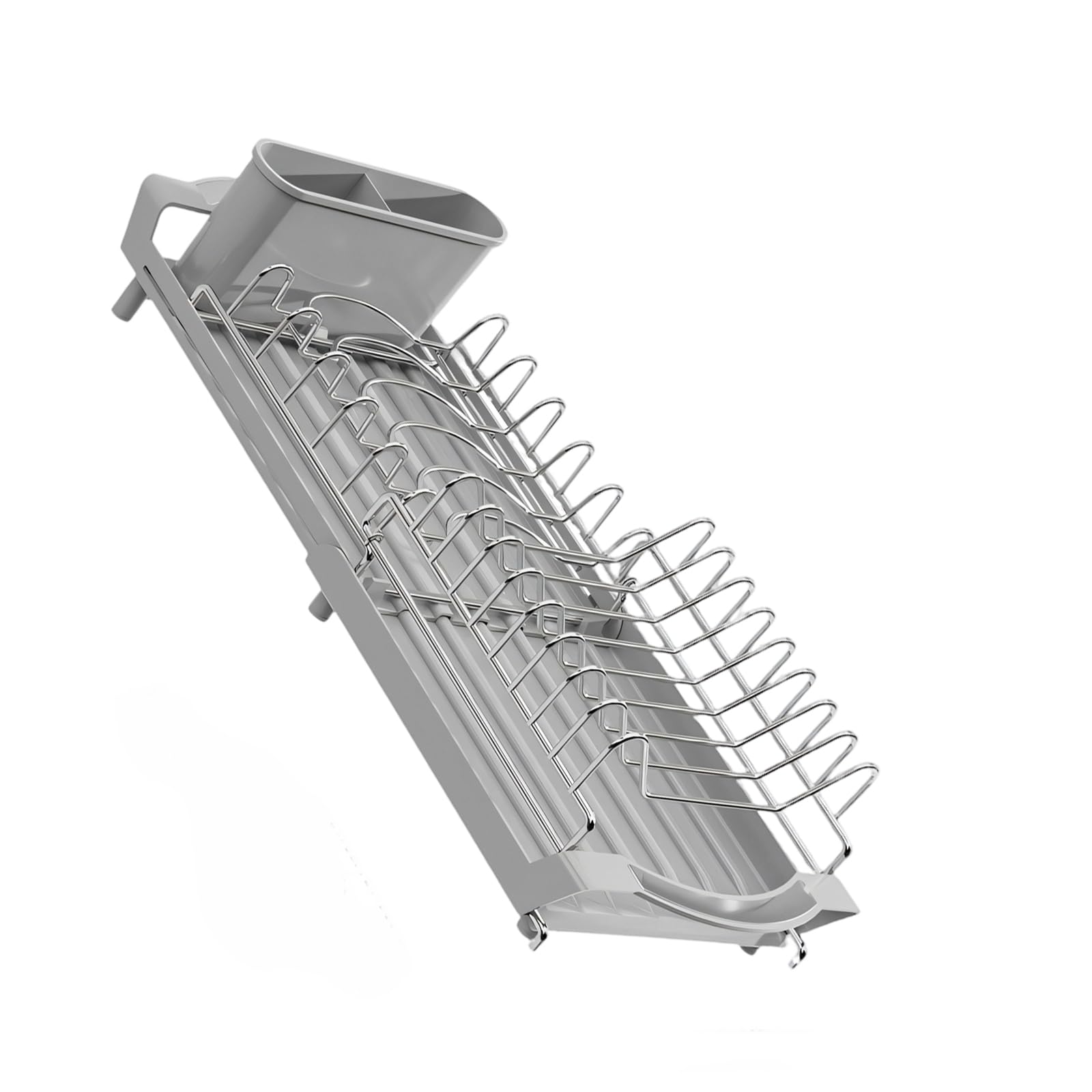 Kaeltsyn Expandable 2 Section Drainer Featuring Detachable Utensil Holder for Compact Kitchen Countertop Space Efficient Design Friendly Tray Rack
