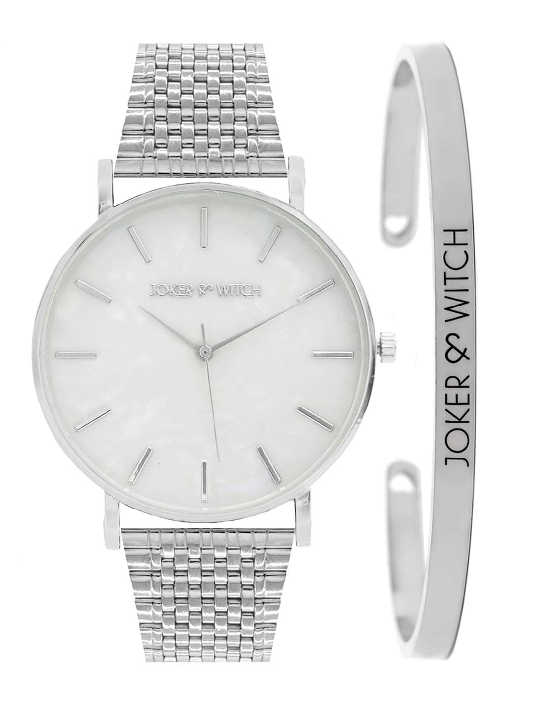 Joker & Witch Stainless Steel Leroy Silver Analogue Watch Bracelet Stack For Women, White Dial, Silver Band (B08T9G27FT) Amazon Price History, Amazon Price Tracker