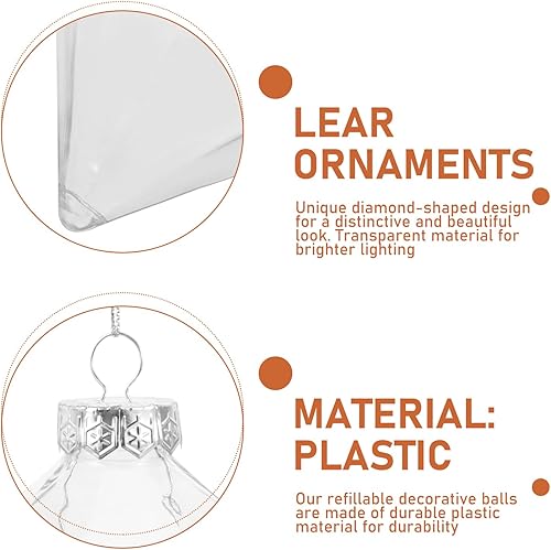 Miniatura 5 de Angoily Bolas de adorno rellenables de plástico transparente para Navidad, 12 unidades, prisma, bola de decoración de Navidad para proyectos de