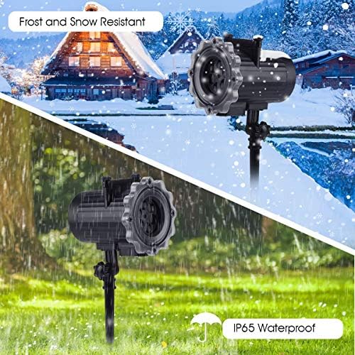 GRCFBQ Christmas LED Projector Lights, Snowflake Projector with Remote Control, Waterproof Christmas Lights Outdoor Indoor, Home Decorations for Christmas Xmas Party Wedding