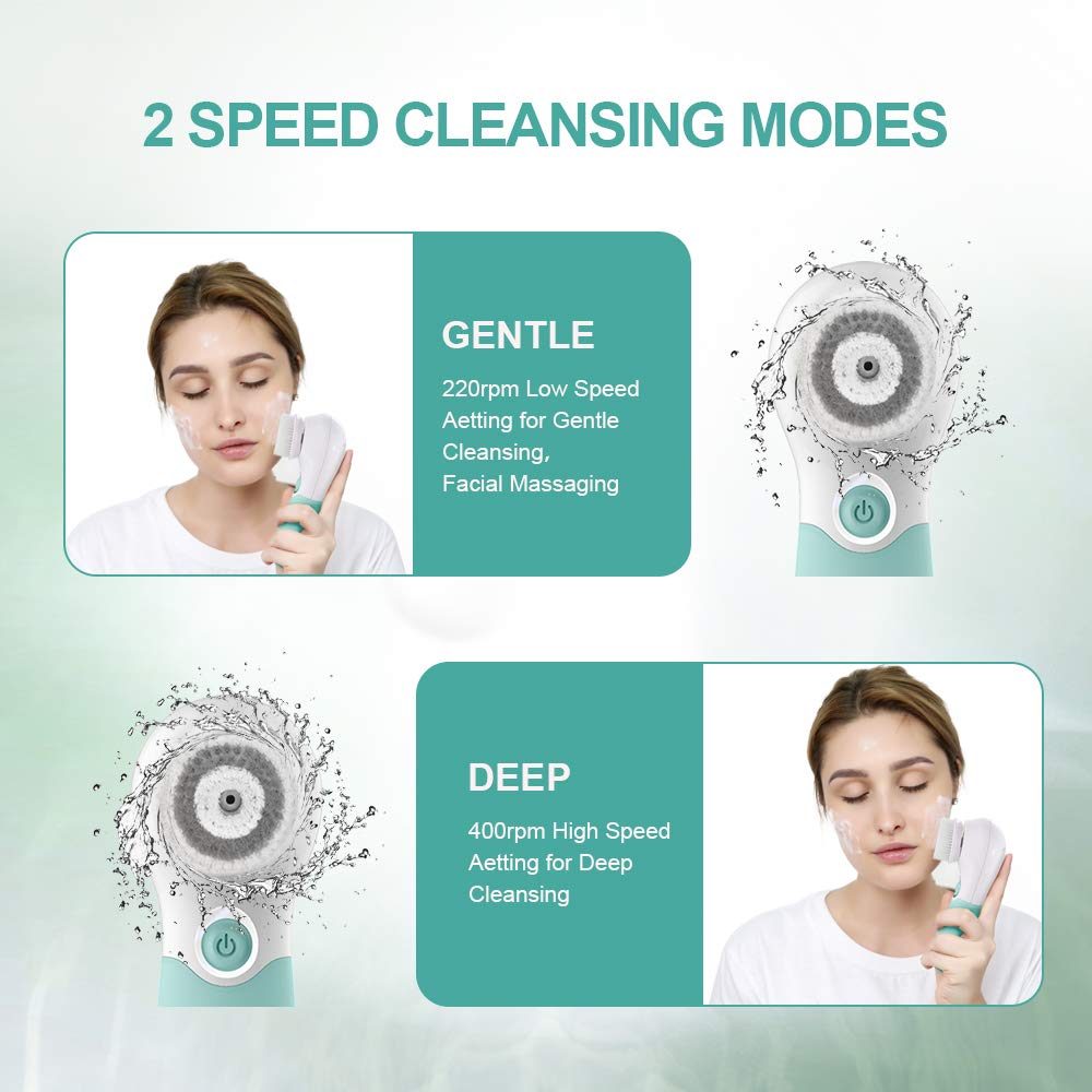 TOUCHBeauty Electric Facial Cleansing Brush Set with 3 Face Exfoliator Brush Heads, 360掳 Spinning Face Scrubber for Women with a Travel Case, Face Brush for Gentle Exfoliation, Deep Cleansing : Everything Else