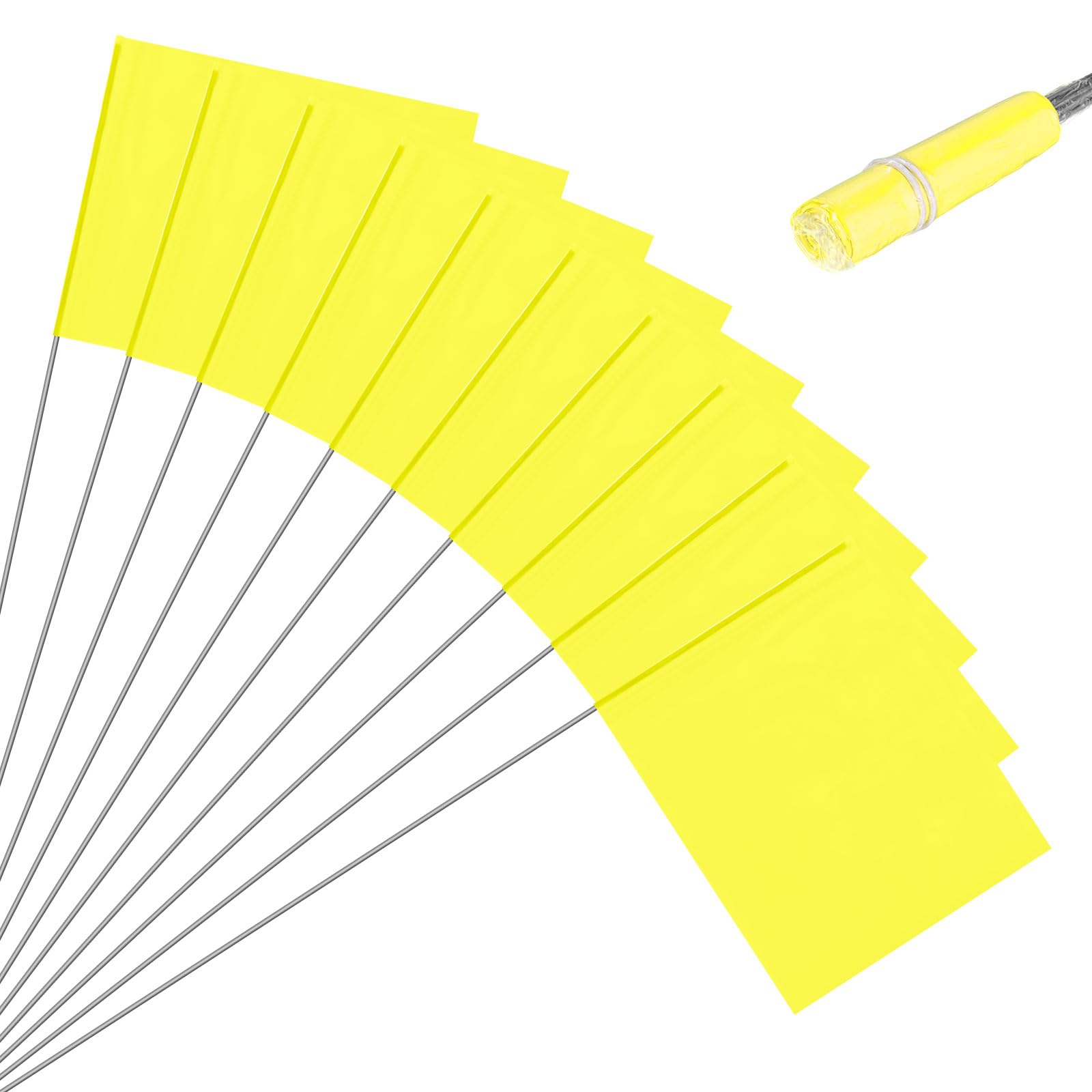 M METERXITY 10-Pack Blank Marking Flags, 15x5.1x4 Inch Waterproof Yard Flags Marking for Lawn/Garden/Irrigation/Landscape/Sprinkler/Survey/Dog Training/DIY [Yellow]