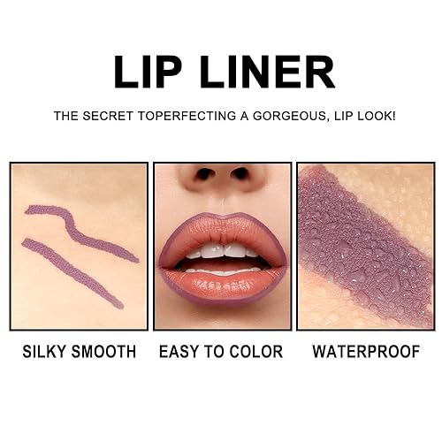 Miniatura 3 de 12 Pcs Lip Liner Pencil Set Wooden, Firm yet Smooth, Contour and Line with Ease, Red& Brown lip liner, Comfortable&Hydrating&Moisturizing, Rich