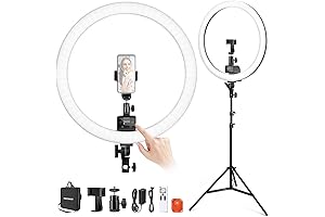 Neewer 18" LED Ring Light with LCD Touch Control and Remote, Adjustable...