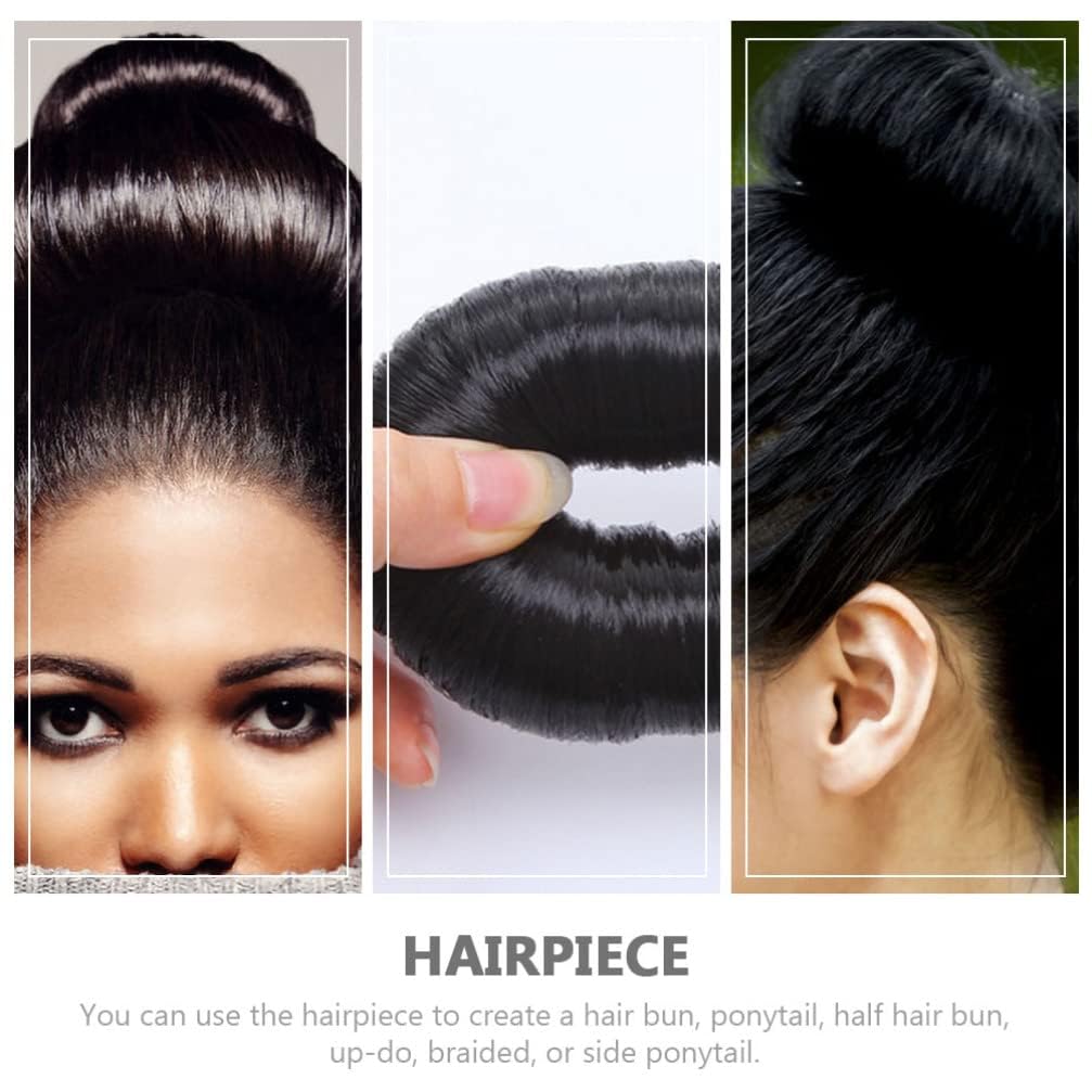 Miss Lirenn® 02 PCS Donut Bun Cushions, Wig Winder Hair Bun Maker Set, Hair Styling Hairstyle Aid Set, Doughnuts Bun Bun Suitable for Women and Girls, 7 cm Diameter (Black Color) (Black) - Image 3 thumbnail