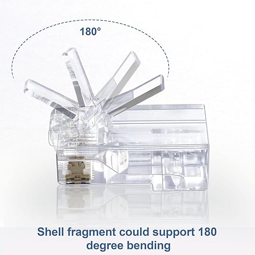 Miniatura 6 de ANPKEC 120 conectores RJ45, conector RJ45 de paso Cat6 Cat5e, enchufe de red chapado en oro 8P8C para cable sólido y estándar, 100 conectores RJ45 y