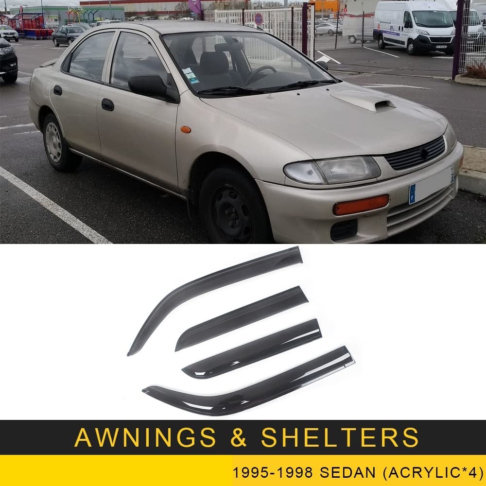 Voor Auto'S Zijruit Vizier Voor Mazda Voor 323 Voor Protege 1990-2003 Zijruit Windgeleiders Vizieren Zwart Regen Guard Deur Vizier Vent Tinten Donkere Rook Ventvisor Windgeleiders Voor Auto'S (Groott