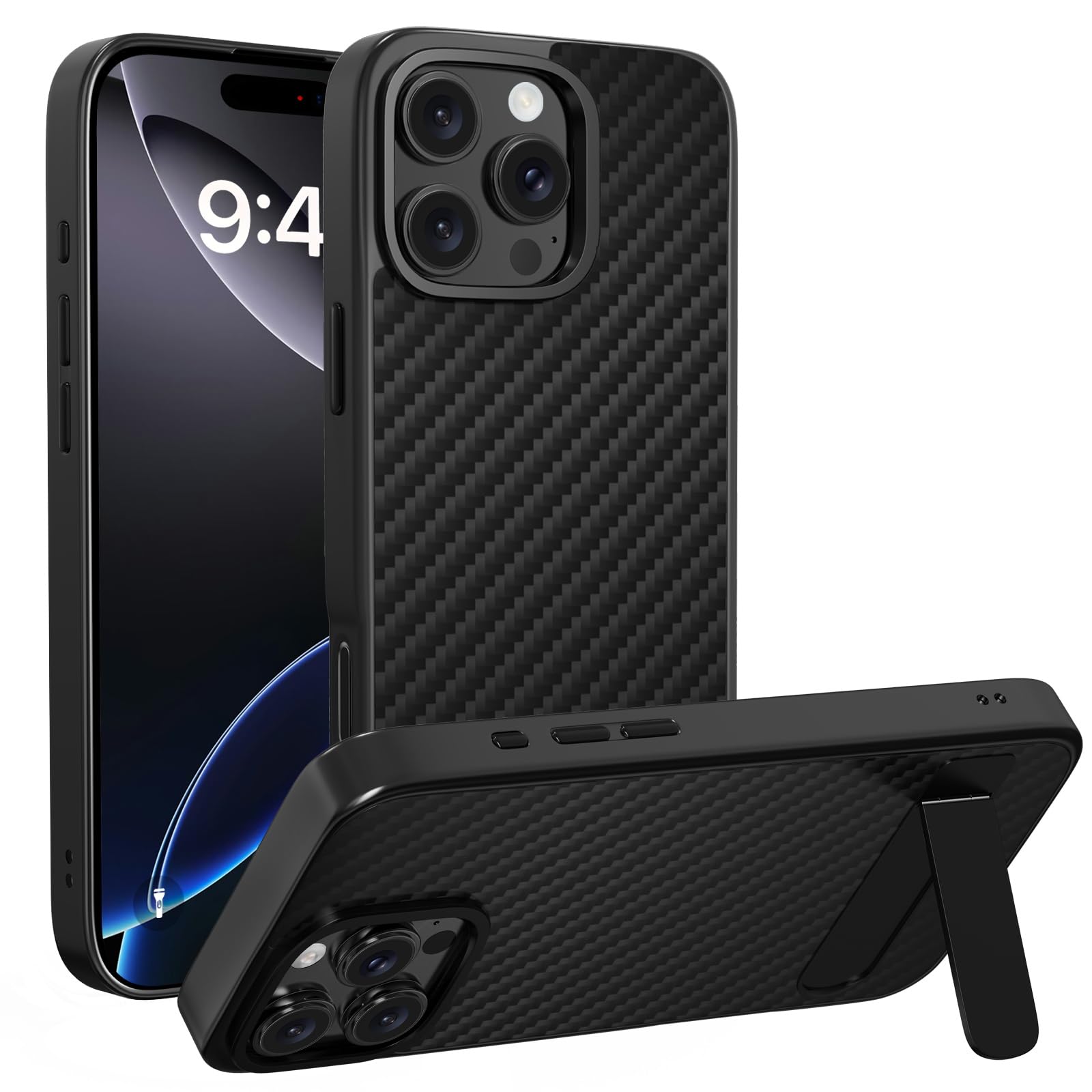 KOQQQ for iPhone 16 Pro Max Case Carbon Fiber,Fits MagSafe, Military-Grade Drop Cover,Sturdy Carbon Fiber for iPhone 16 pro Max Phone case,Supports