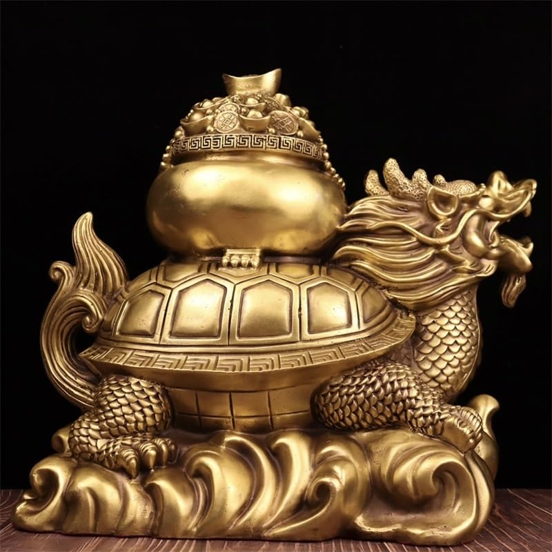 Escultura Decorativa para el hogar, para encimera de Oficina, Adorno de dragón y Tortuga de latón, Estatua de Cobre Feng Shui para Porche