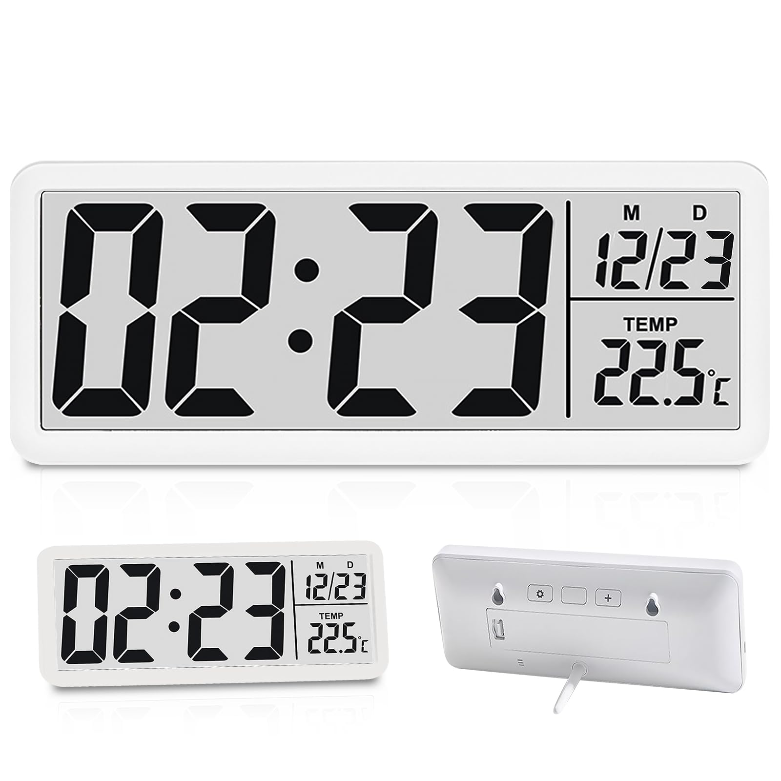 Reloj Despertador Digital,Reloj De Pared Digital,Reloj Digital Pared Grande,Reloj Pared Digital para Hogar,Cocina,Oficina,Sala De Estar,Escuela,Se Puede Colgar, Temperatura,Humedad,Tiempo