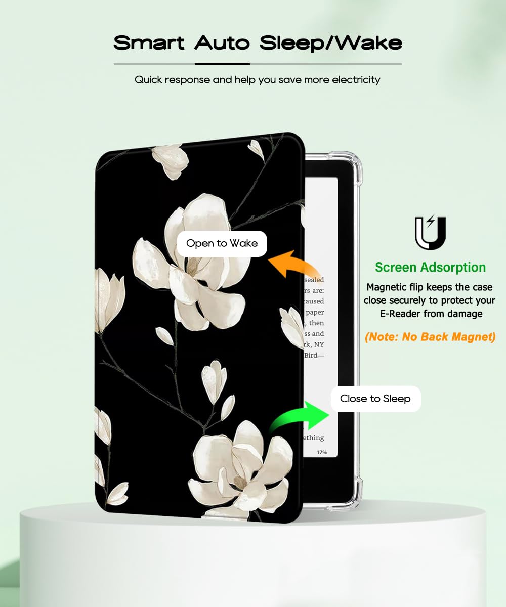Custodia per Kindle Paperwhite 12a generazione da 7" e Kindle Colorsoft Signature Edition 2024 Rilasciato - Cover in pelle PU leggera e resistente e cover posteriore in TPU trasparente con