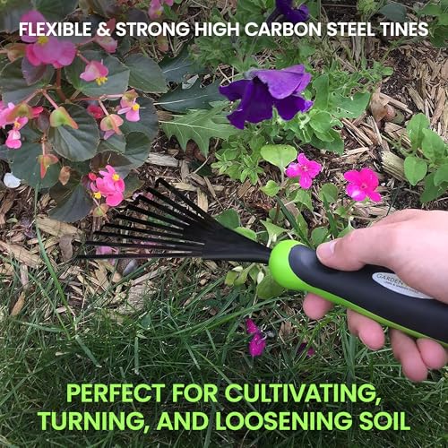 Rastrillo manual para suelo con mango ergonómico y acero al carbono miniatura 2