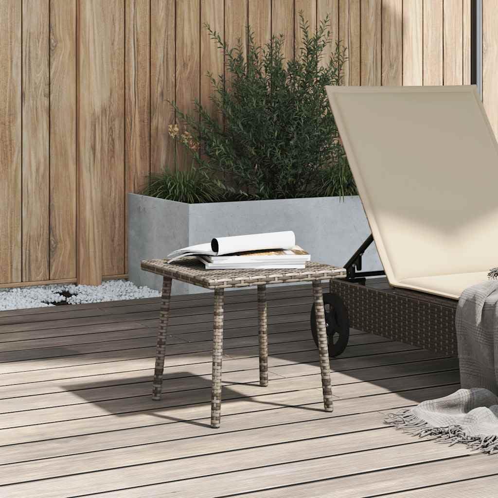 Tavolino da giardino rettangolare in polyrattan, 40 x 40 x 37 cm, colore grigio