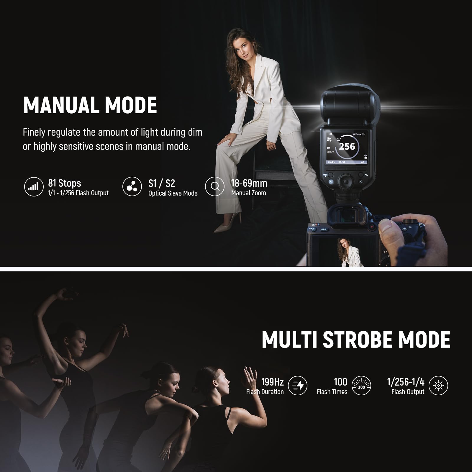 NEEWER Z2-F 2.4G TTL Camera Flash Speedlite Rotonda per Fujifilm, 76Ws HSS 1/8000s, Batteria 7.2V/3000mAh