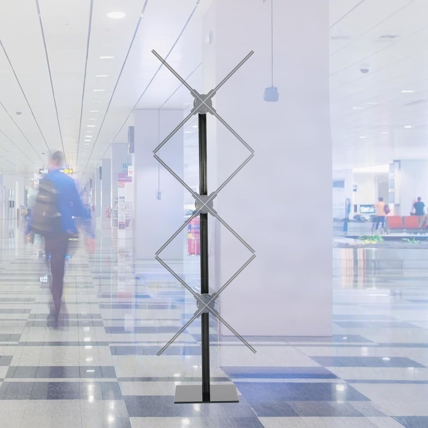 Missyou Display e supporto per ventola 3D con ologramma, ventole con Bluetooth, app e telecomando, LED ventola olografica, contenuti video personalizzabili per mostre (58,2 "3 staffe di giunzione))