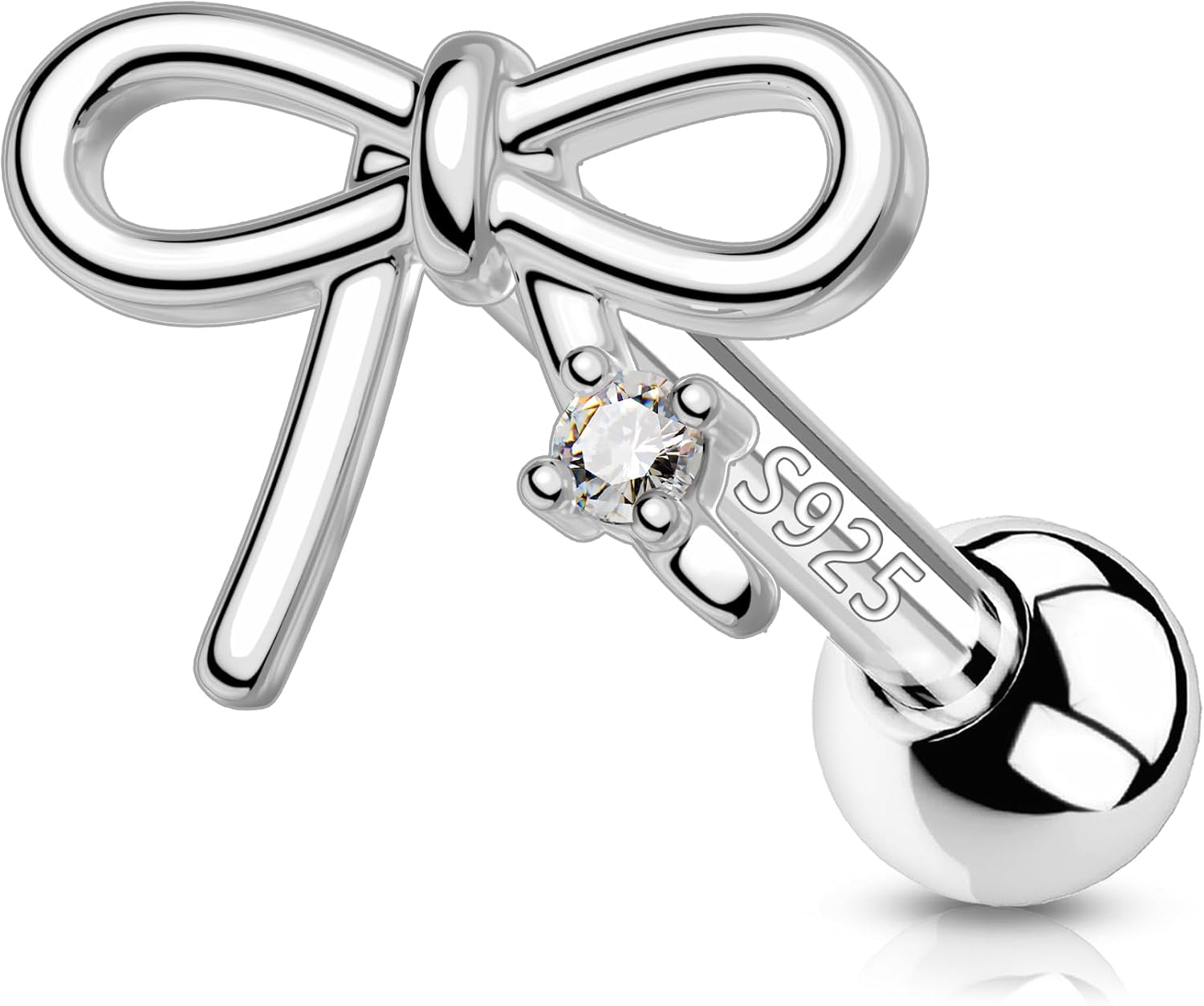 COCHARM 18g Cartilage Earrings 925 Sterling Silver Bowknot Helix Tragus Stud Earrings Forward Helix Stud Conch Piercing Jewelry for Women