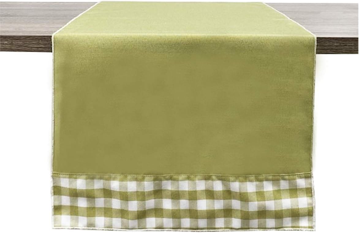 Fennco Styles Handmade Checkered Reversible Placemats 14" W x 20" L, Set of 4 - Sage Checked Farmhouse Table Mats for Dining Table, Banquets, Family Gathering and Special Occasion