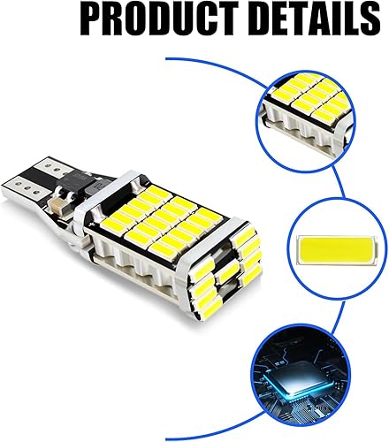Miniatura 5 de 4 piezas T15 coche decodificación continua de alto brillo luz de marcha atrás, 4014 45SMD DC 12V LED corriente constante luz de giro impermeable,