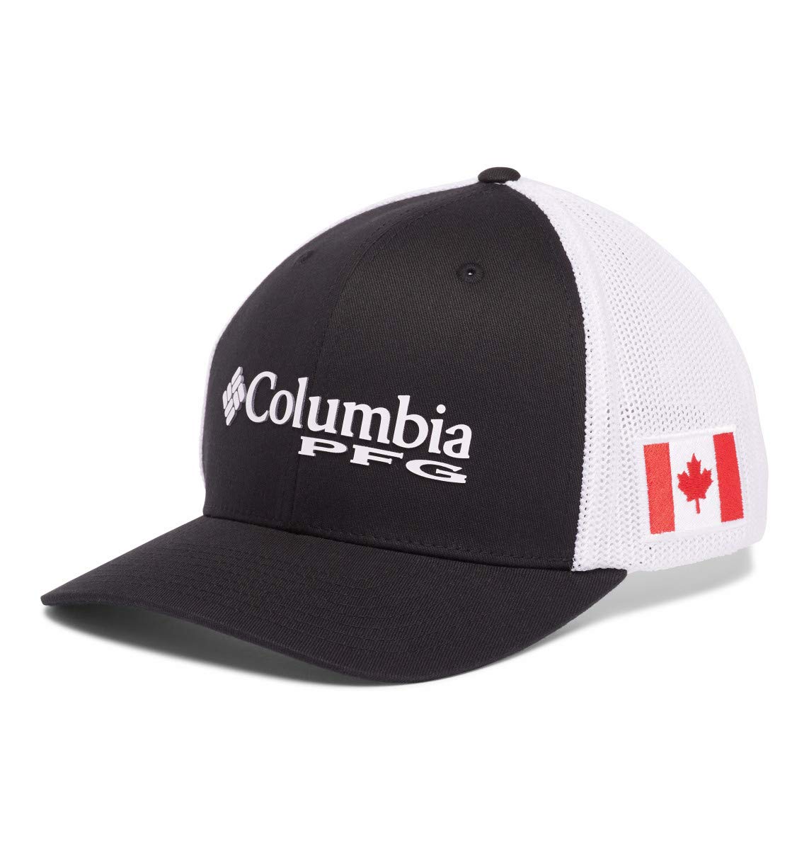 Columbia Unisex PFG Hooks Mesh Snapback Hat - Fishing Cap With Ventilated Back, Red Spark/White